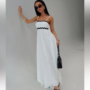 Princess Polly White Maxi Dress with Black Accents